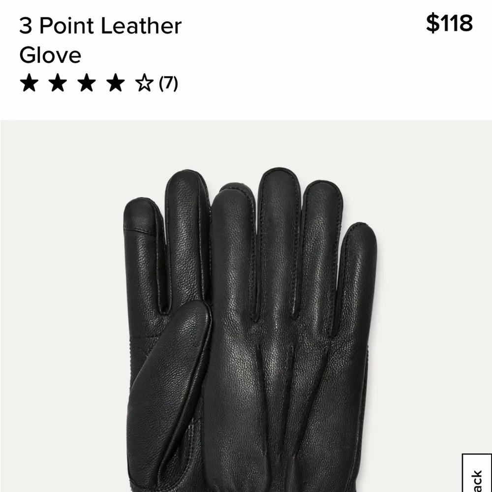 UGG Men's Black Leather Gloves Size M